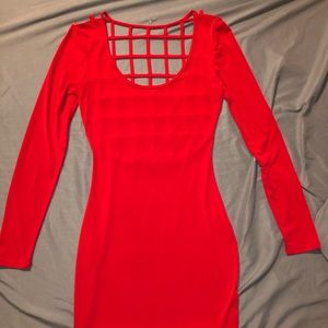 Red long sleeve tight fitting dress